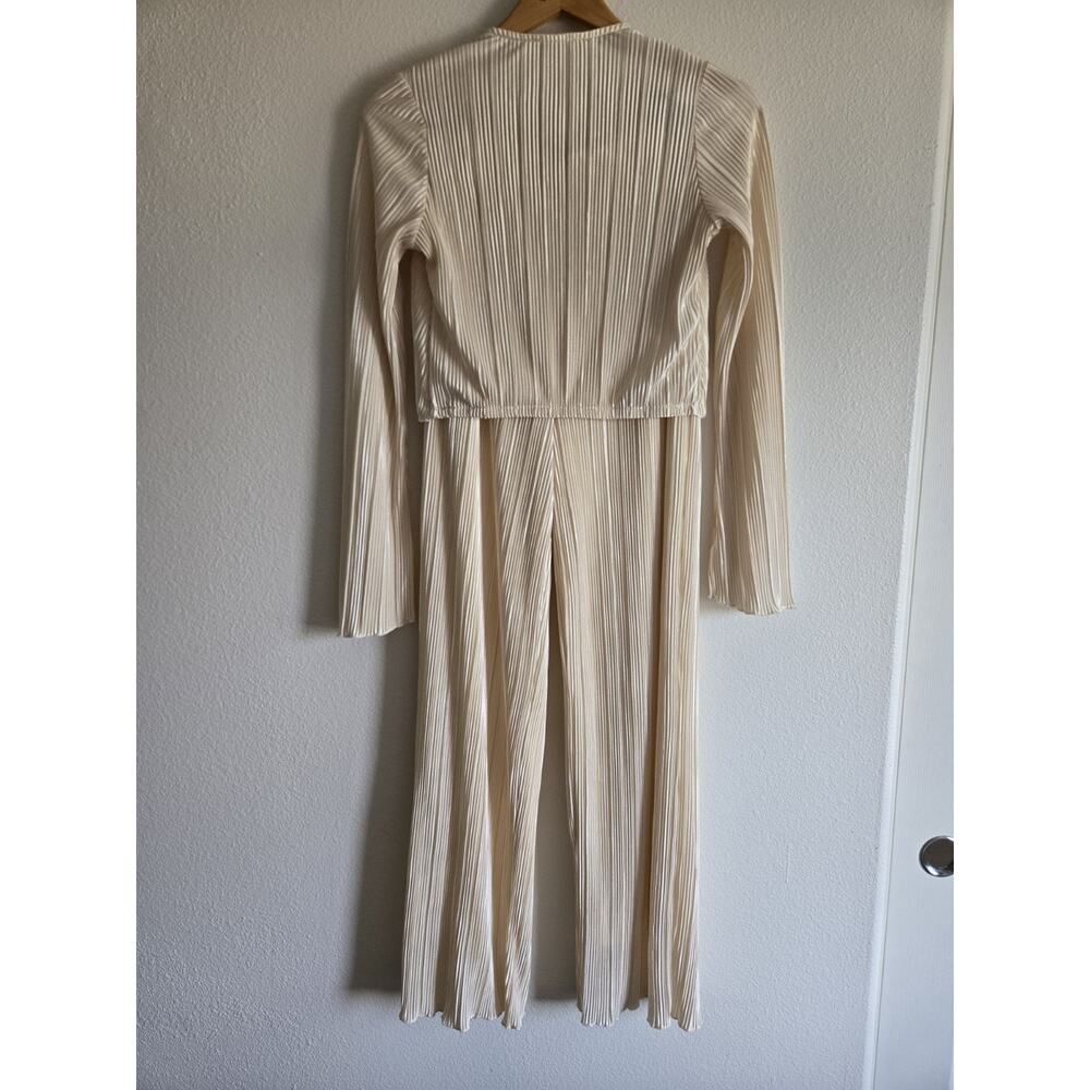 12th Tribe Zaria Cream Plisse Pants Long Sleeve Top Set Small Euro Summer Boho - Picture 3 of 13